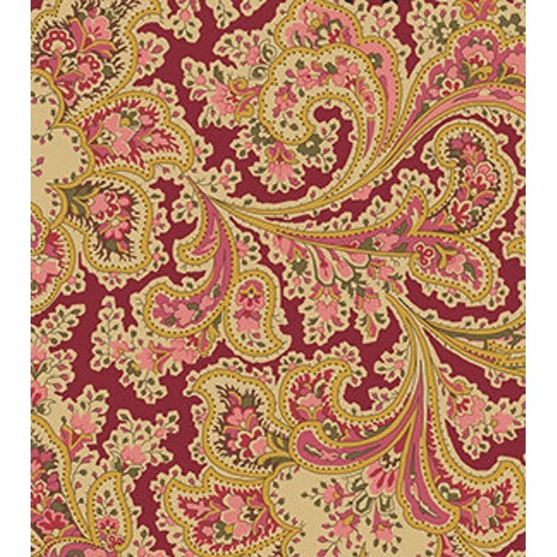 Benartex Malabar Paisley Fabric in Claret  in 108" Width Quilt Backing