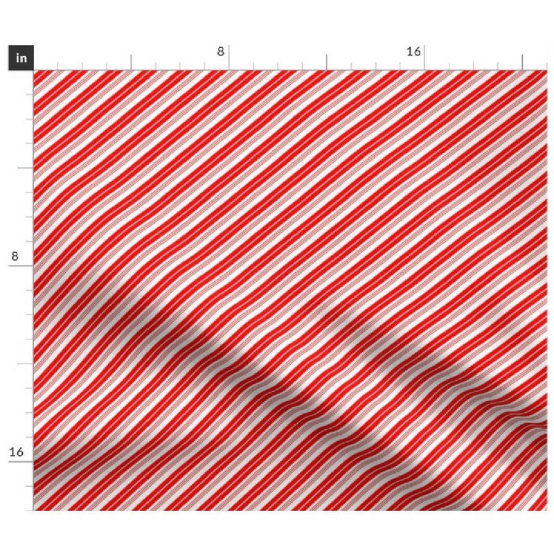 Candy Cane Stripes in Pure Red and White V1 Fabric, FQ, 100% Cotton Spoonflower Fabric