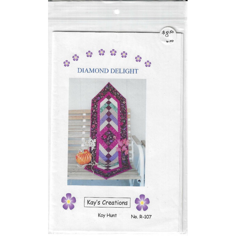 Diamone Delight quilt runner patter, 18"x54". by Kay's Creations #R-107