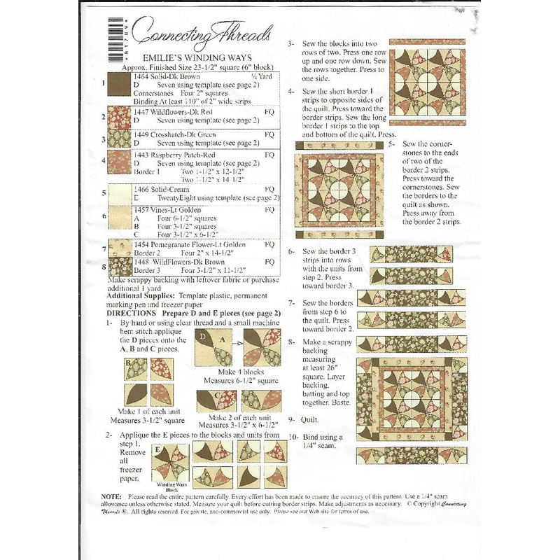 Emilie's Winding Ways from Connecting Threads 23.5" square quilt kit
