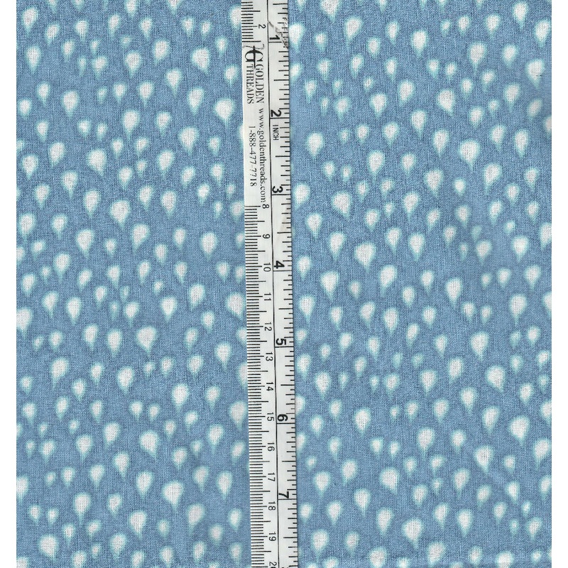 FABRIC 2.67 yards White Rain Drops on Blue Background