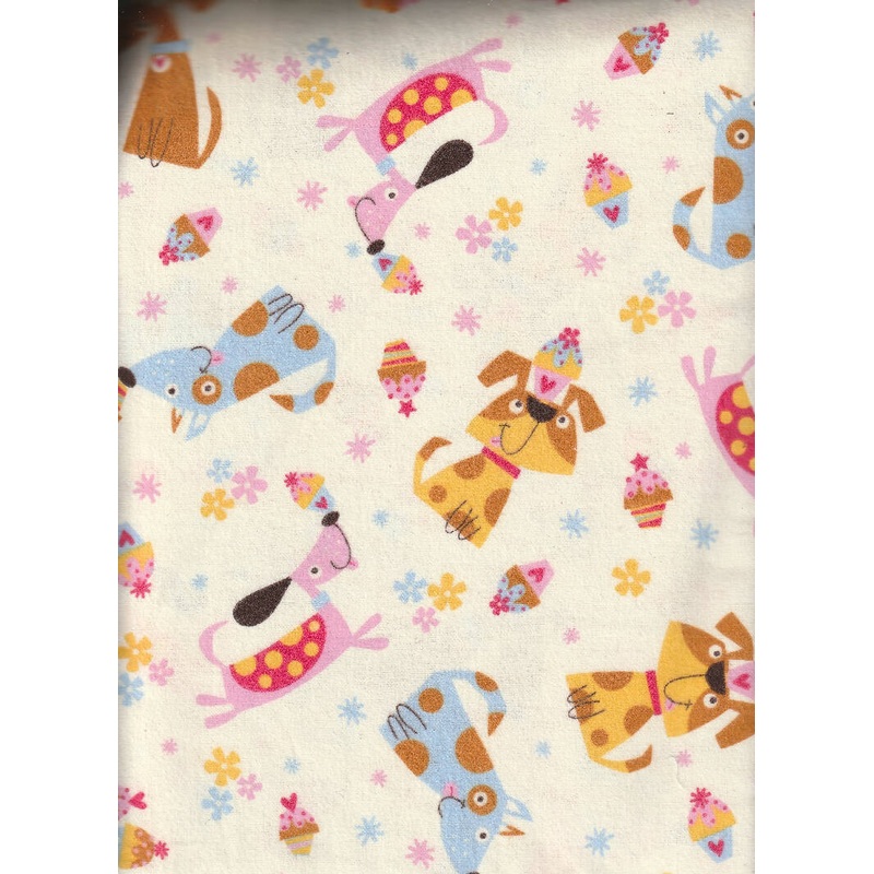 FABRIC Flannel Dogs and Cupcakes 5 yards 24g