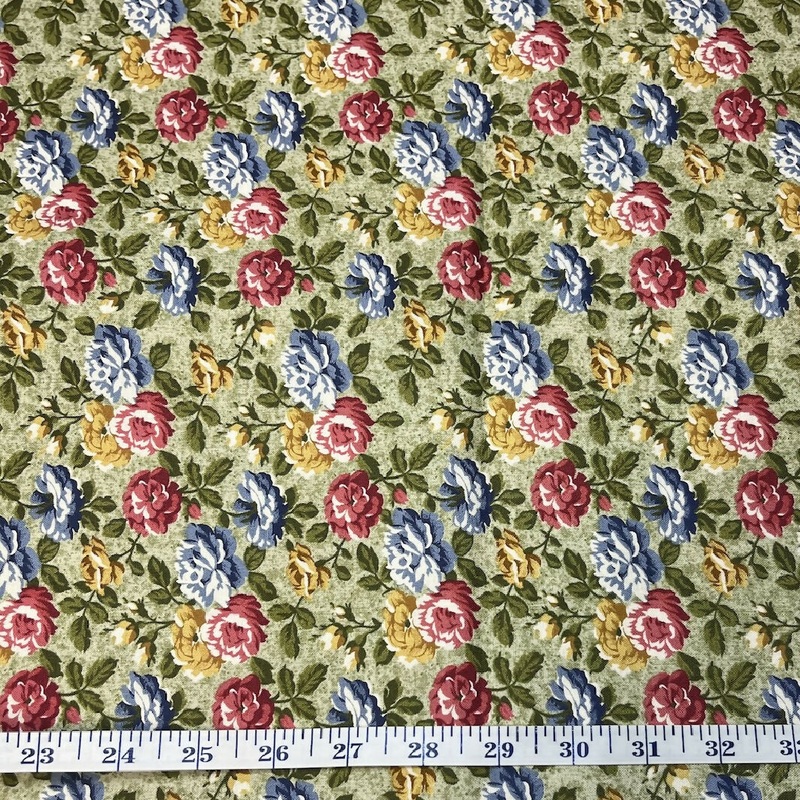 Green, Red, Blue, and Yellow Floral Premium Quilting Cotton - 5 Yds