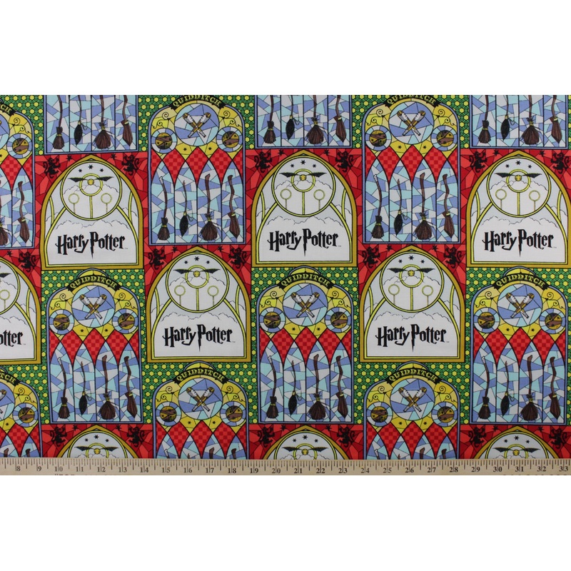 Harry Potter Quidditch Stained Glass Cotton Quilting Fabric