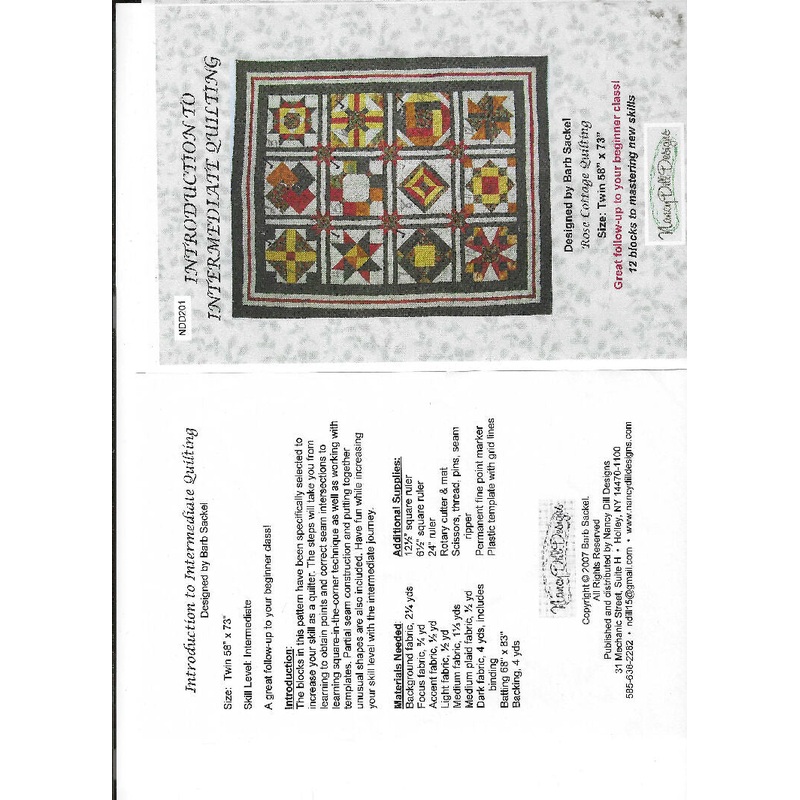 Introduction to Intermediate Quilting i6 page pattern for 58"x73" qiil