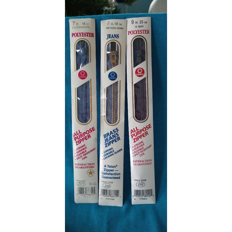 Lot of 3 zippers, Two 7", one 9"