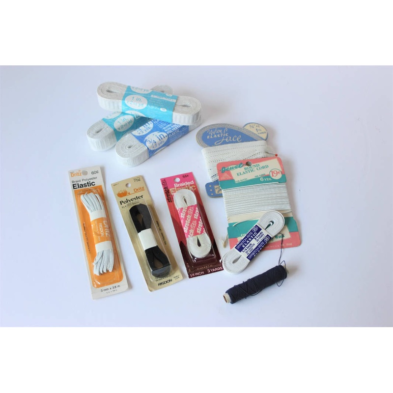 Lot of Mixed Elastics - Braided Elastic, Elastic Cord, Sewing Notions