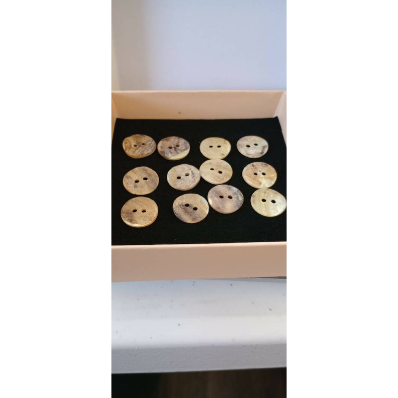 Mother of Pearl 2 hole buttons, Lot of 12