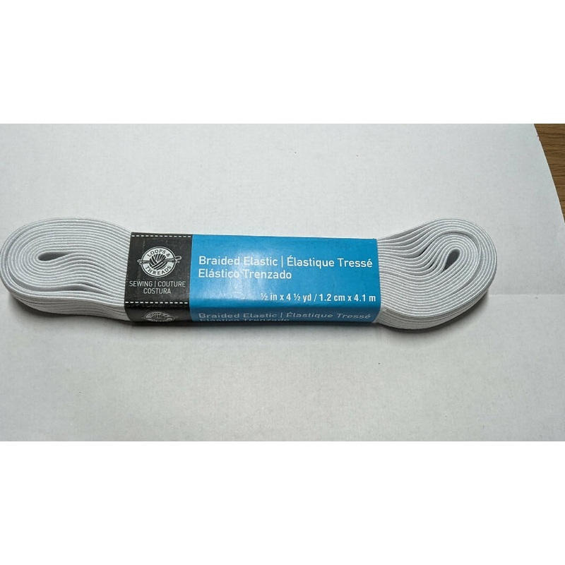 New Threads & Loops White Braided Elastic 1/2"W