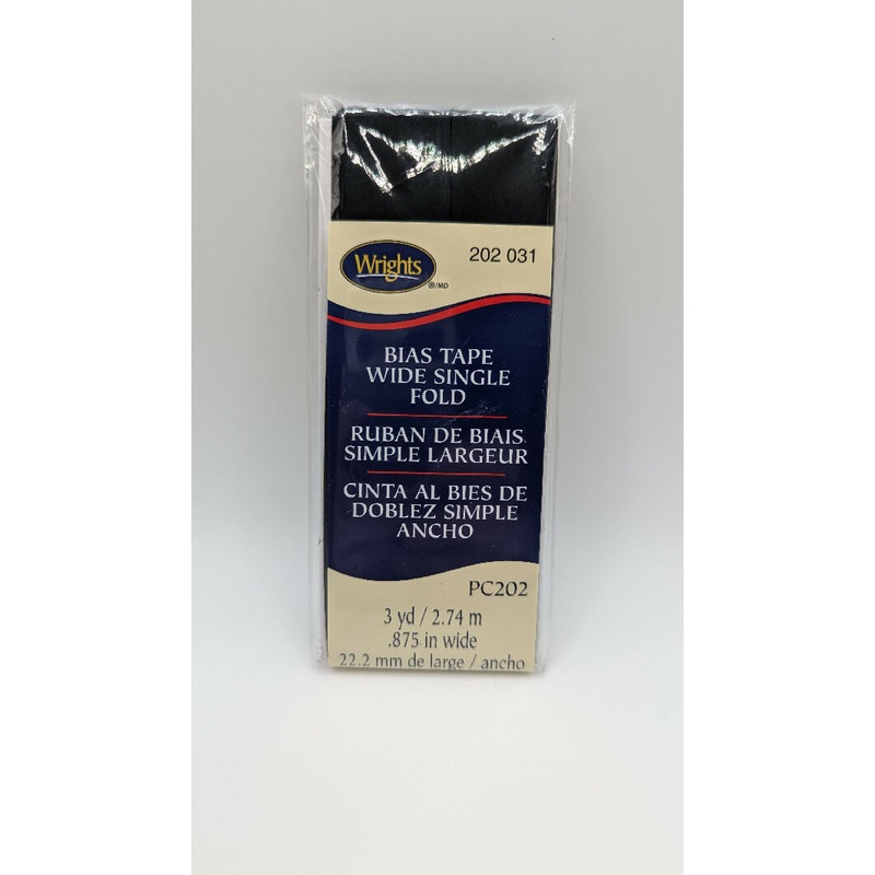 NIP Wrights Black Bias Tape Wide Single Fold 7/8"W x 3 yds Lot of 3
