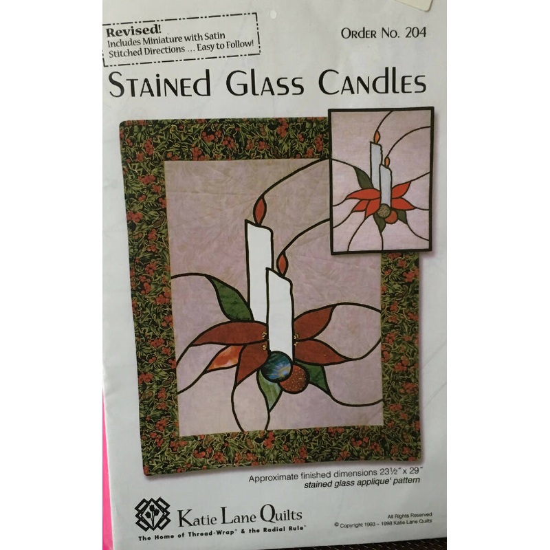 PATTERN STAINED GLASS CANDLES Quilted Wall Hanging