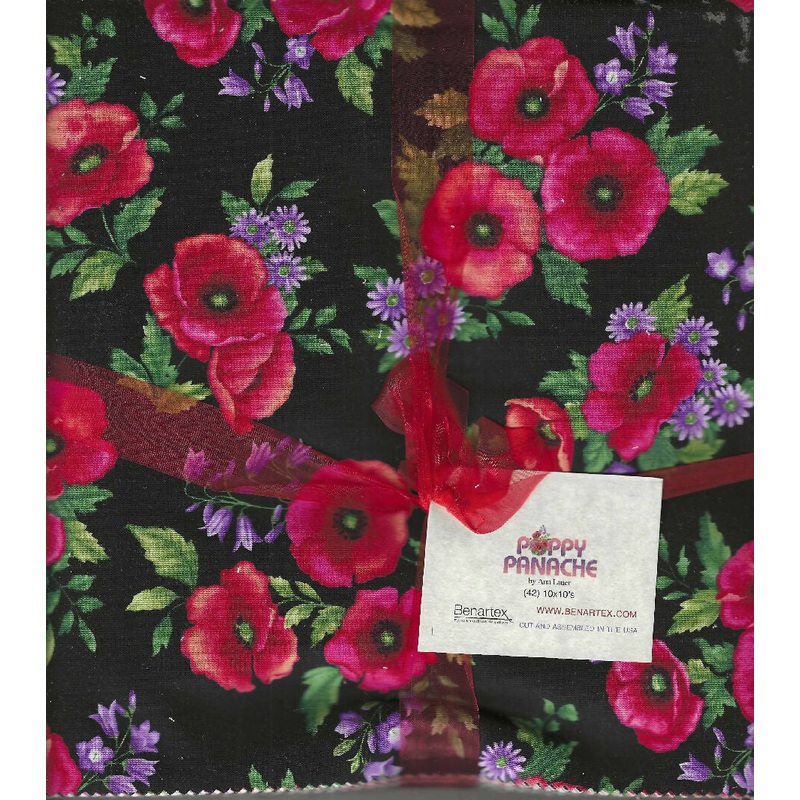 Poppy Panache by Ann Lauer for Benartex, layer cake, 10"x10", 42 pieces
