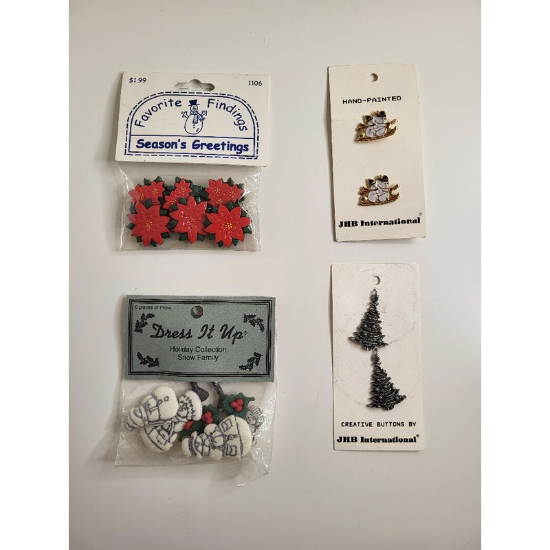 Season's greetings vintage winter holiday button assortment, set of 16