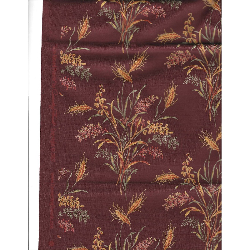 Sun Kissed Prairie by Connecting Threads, Wheat plants on Red - 1 yard cotton