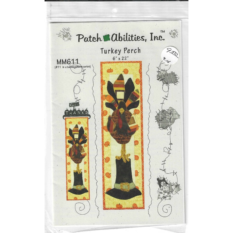 Turkey Perch by Patch Abilities #MM611 pattern for 6"x22" wall-hanging
