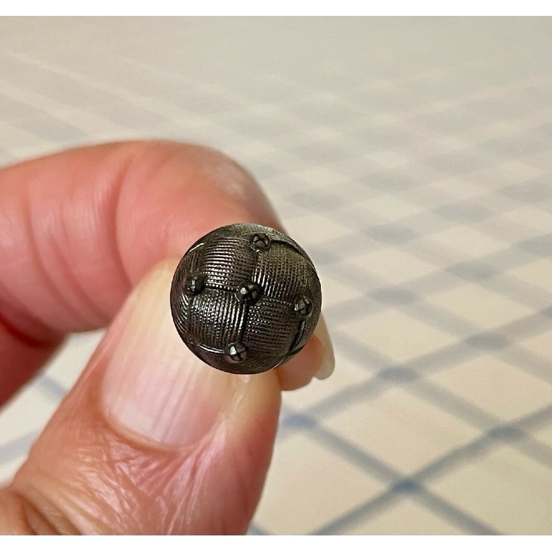Vintage Glass Ball Buttons: Pewter