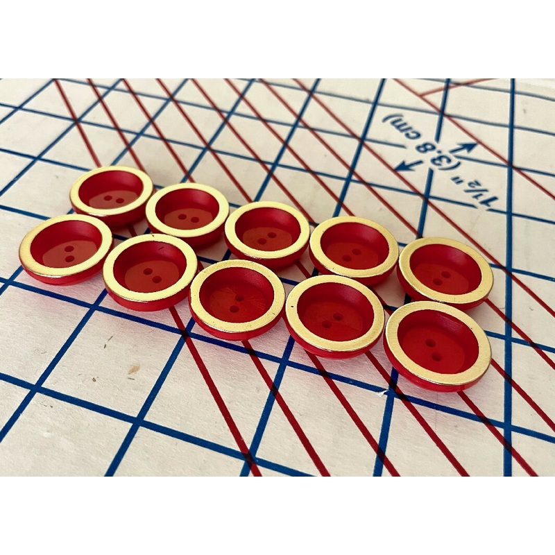 Vintage Red and Gold Plastic Buttons