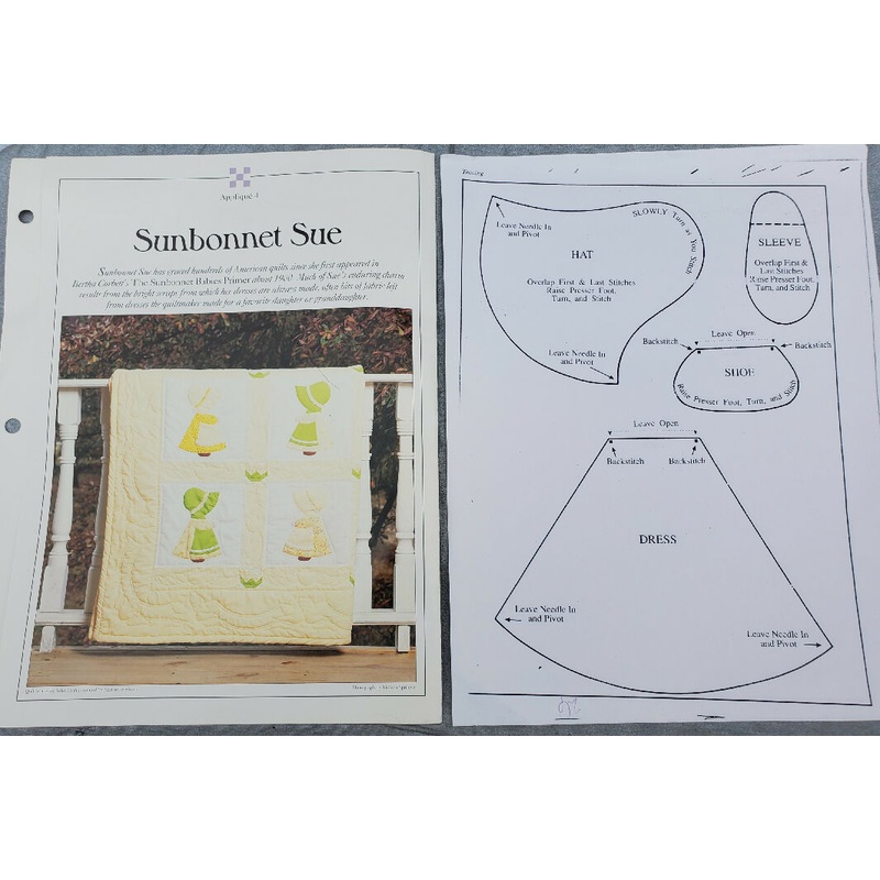 Vintage Sunbonnet Sue Quilt Instructions & Patterns