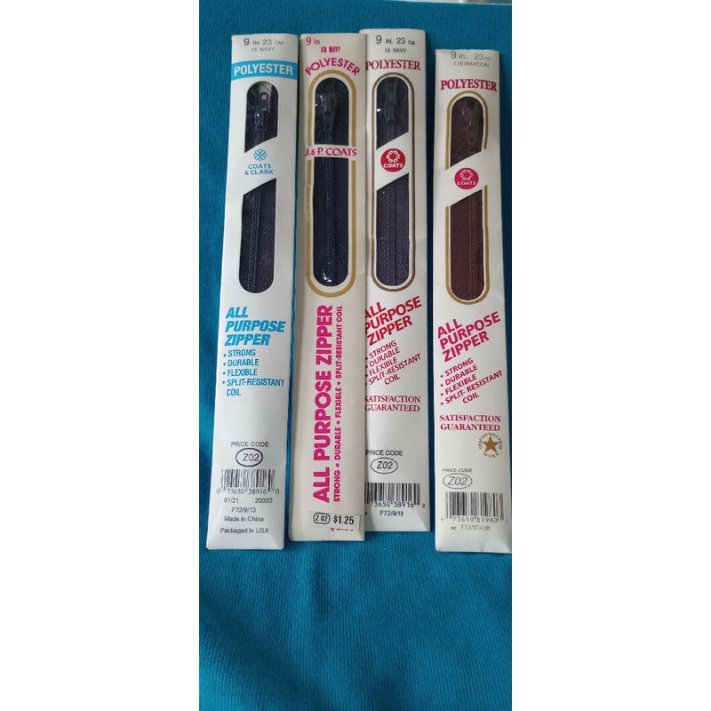 Zippers, 9", Lot of 4
