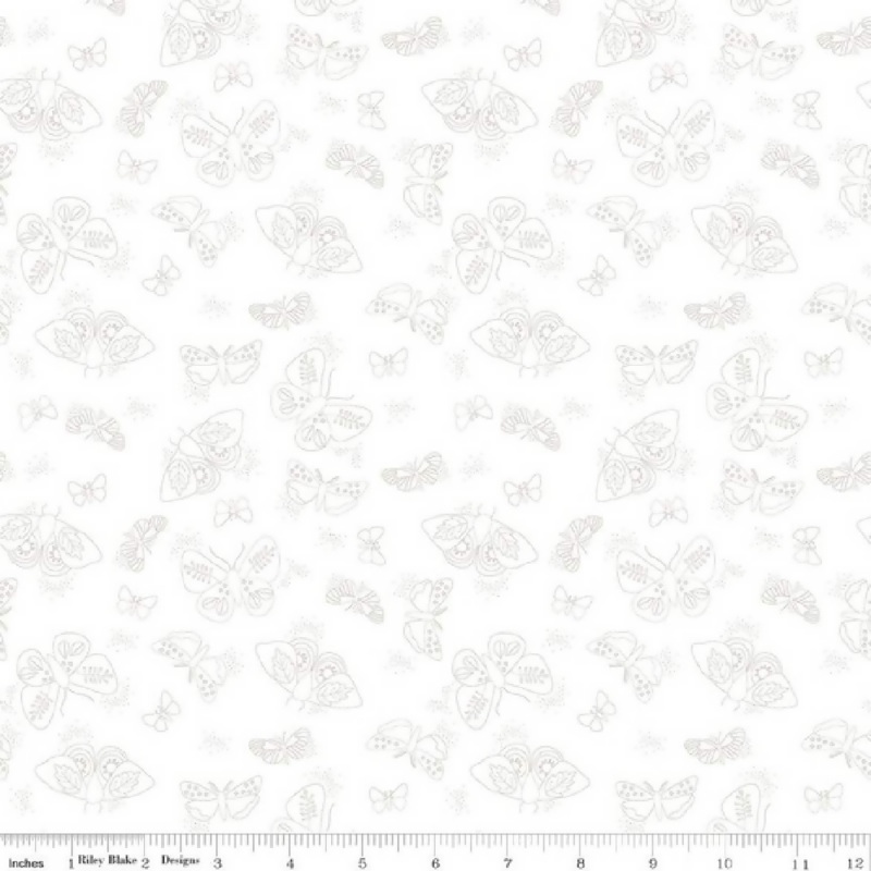 2 x 10 squares Riley Blake Lights On - Flutter white on white print