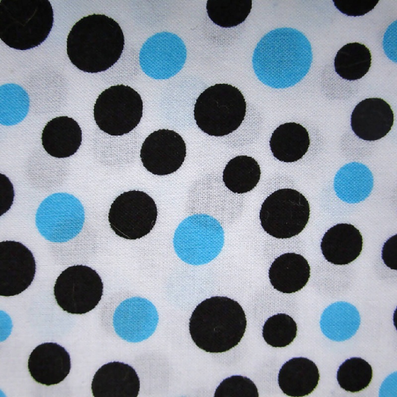 Blue and Black Polka Dot Cotton Sewing/Quilting Fabric, 43.5" x 36"