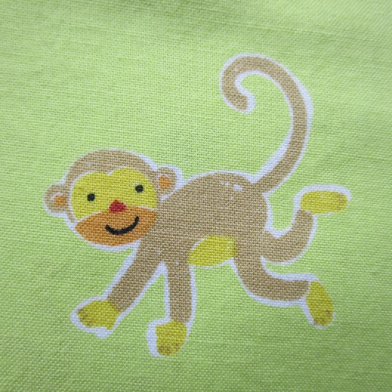 Cotton Fabric, Jenny + Jeff Designs, Monkeys on Green, 43" x 106"