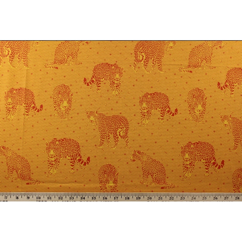 Daydream by Tula Pink - Lil Jaguars in Papaya for FreeSpirit Fabrics