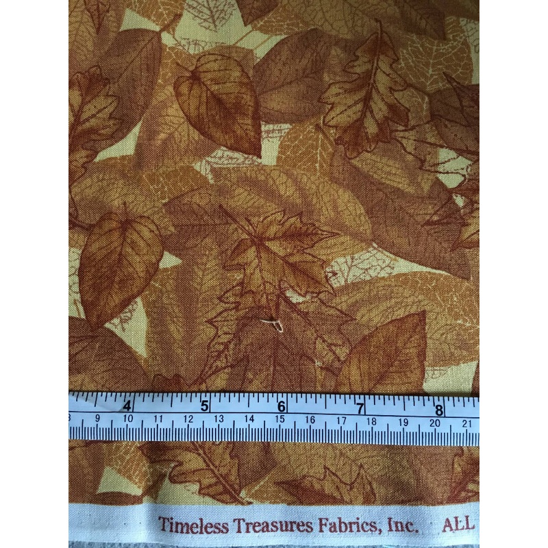 FABRIC Autumn Harvest Leaves on Cinnamon 1 yard Plus Remnants
