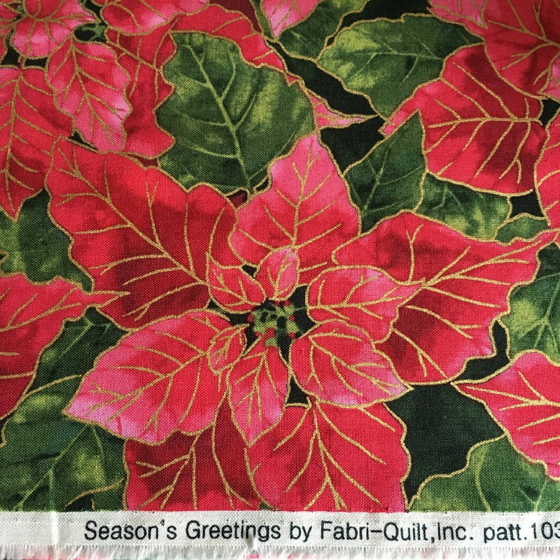 FABRIC Christmas Poinsettias One Yard