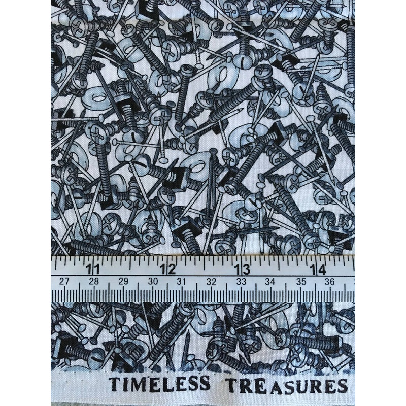 FABRIC Grey Screws And Grey Wood Grain 2 Pieces