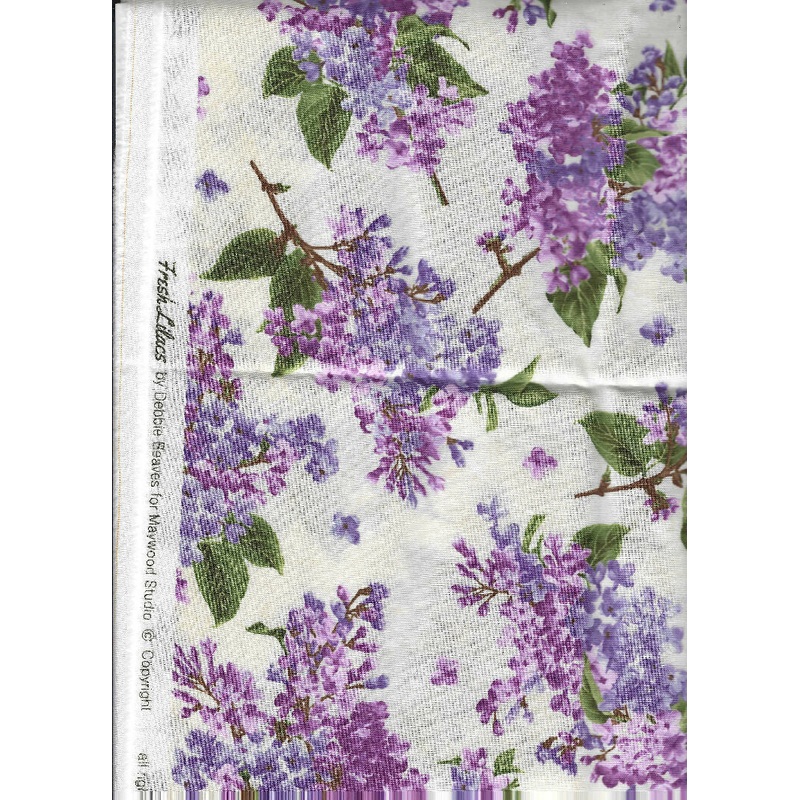 Fresh Lilacs by Debbie Beaves for Maywood Studio, Lilac on white - 1 yard cotton