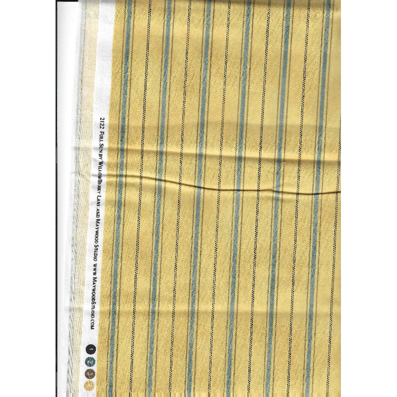 Full Sun by WillowBerry Lane and Maywood Studio, Yellow/green/brown strips - 1 yards cotton