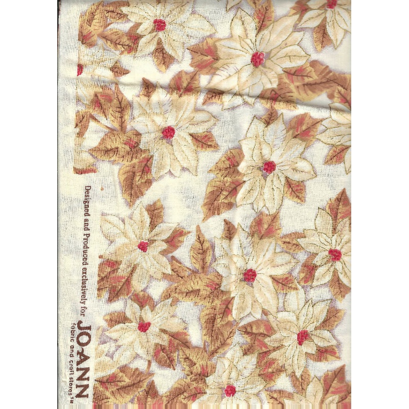 Gold/Cream Poinsette cotton fabric by Joann's - 0.50 yards
