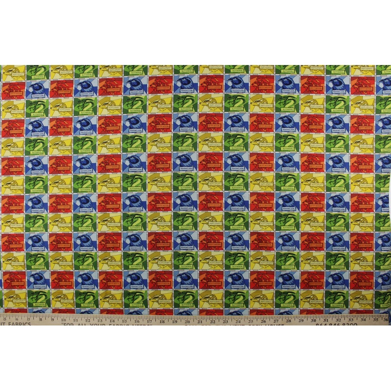 Harry Potter Houses of Hogwarts Stained Glass Quilting Fabric by Camelot Fabrics