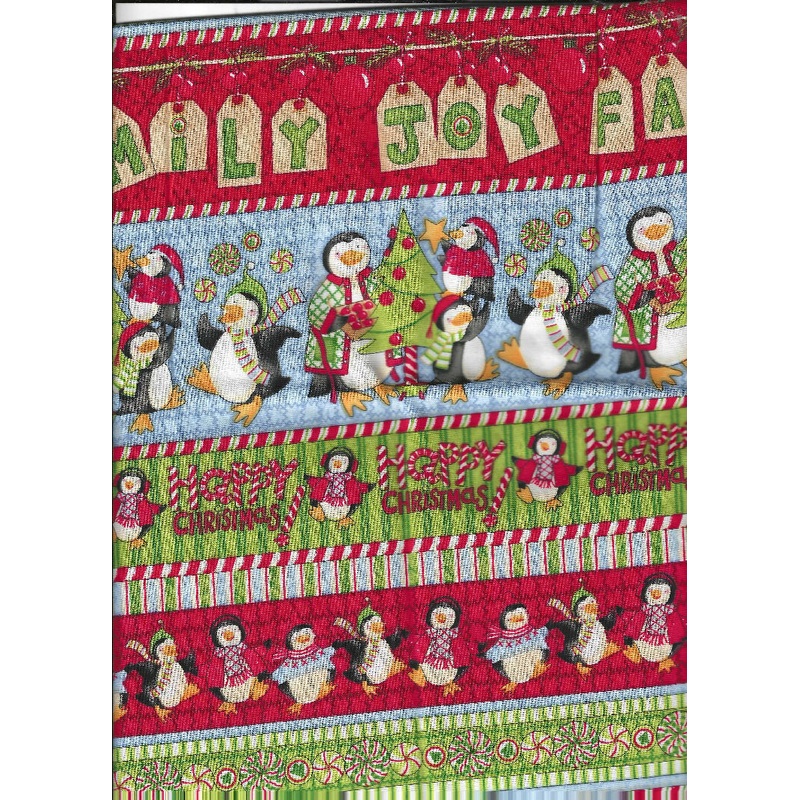 Penguin "Fun Family" Christmas novelty cotton fabric - 0.50 yards