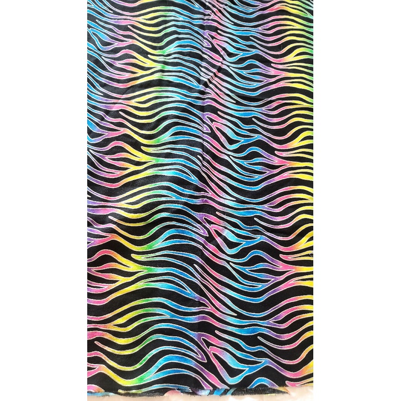 Rainbow Sparkle Zebra Print Cotton 1 Yard