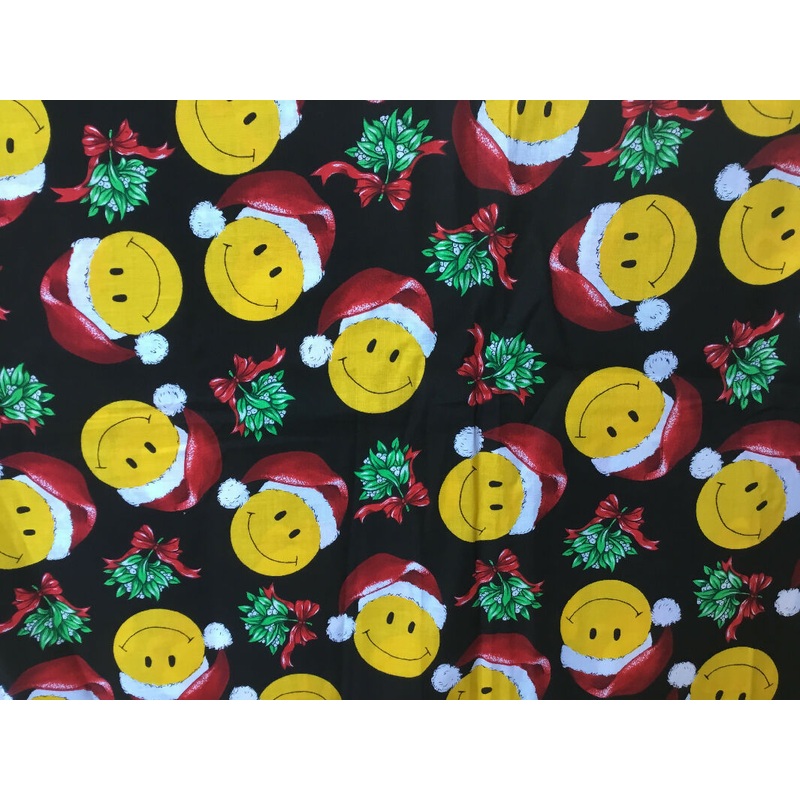 Smiley Face Santa cotton 1 yd