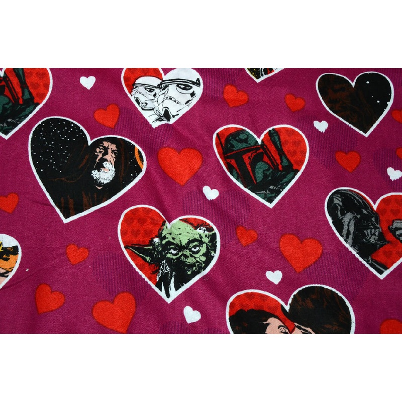 Star Wars Pink with Hearts 100% Quilting Cotton Fabric by the Yard