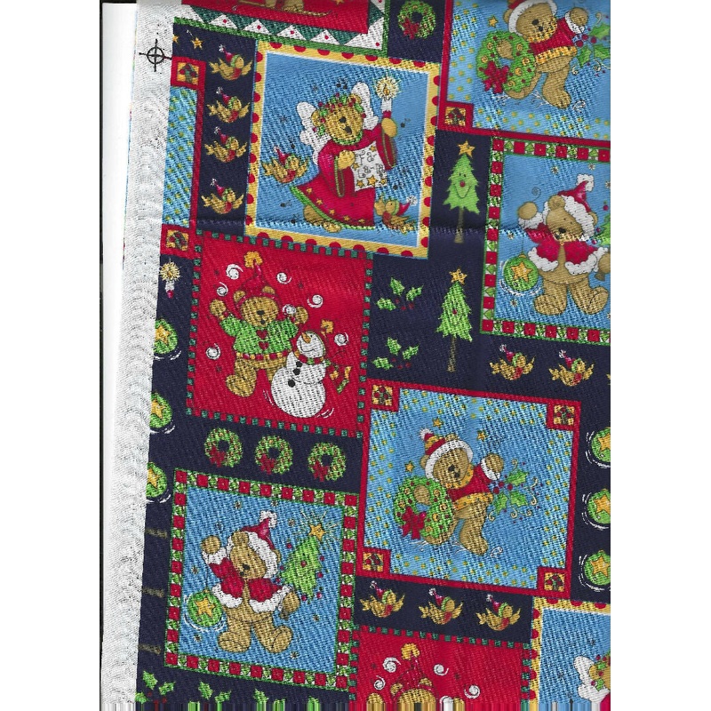 Teddy Bears Christmas novelty cotton fabric - 0.50 yards