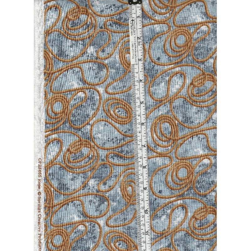 Western Fabric Rope on Blue Background 2 pieces 1 yard Plus Remnant