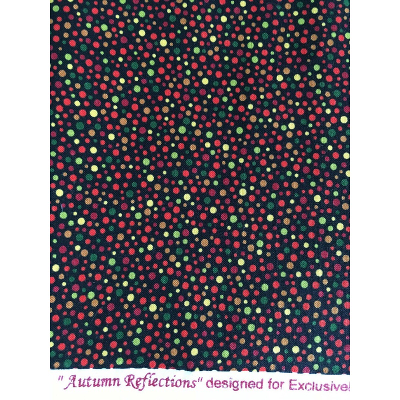 FABRIC Polka Dot Autumn Reflections on Black 2 Yards