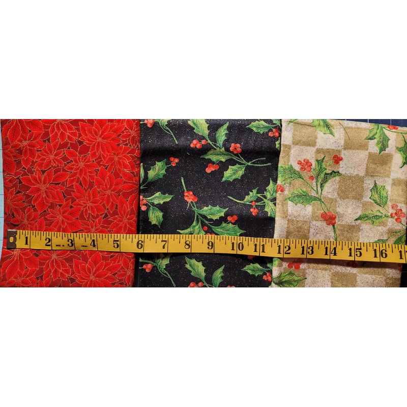 Happy Holly quilting Fabric bundle - 3 pieces, over 2 yards