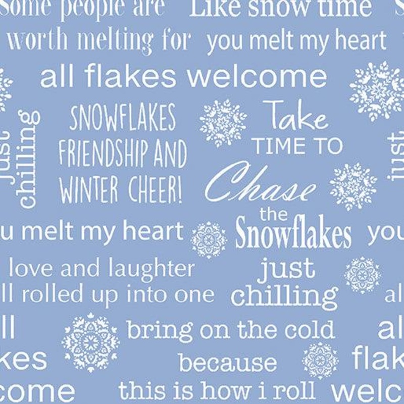Nordic Cabin Winter Words Blue