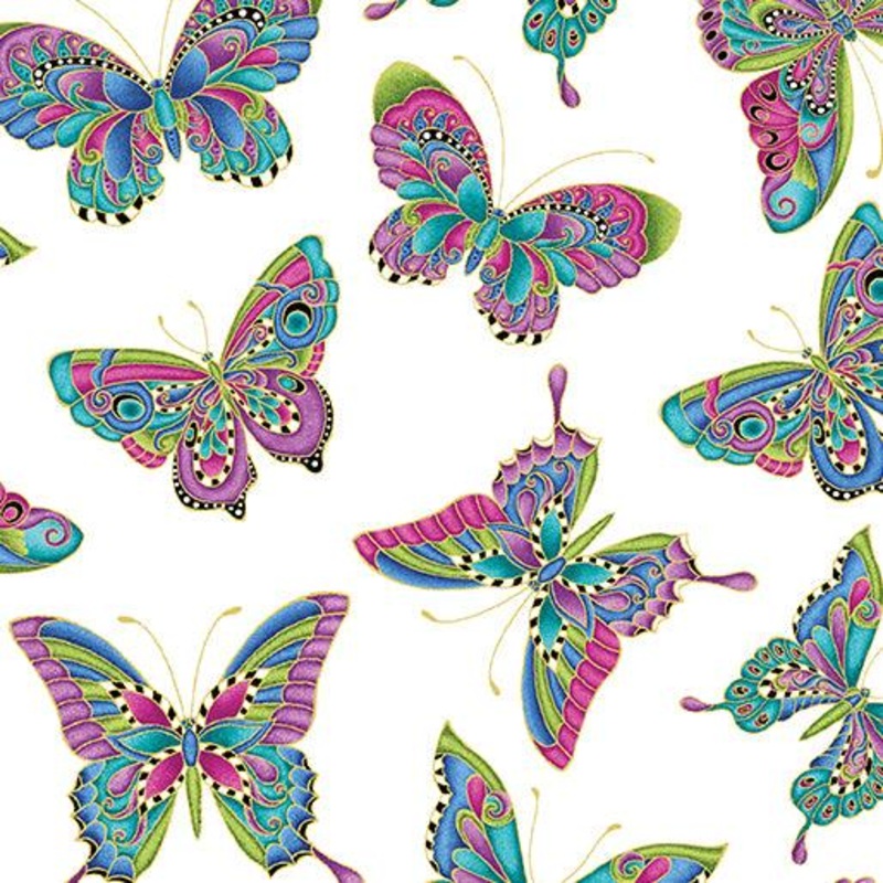Small Butterfly A flutter White/Multi