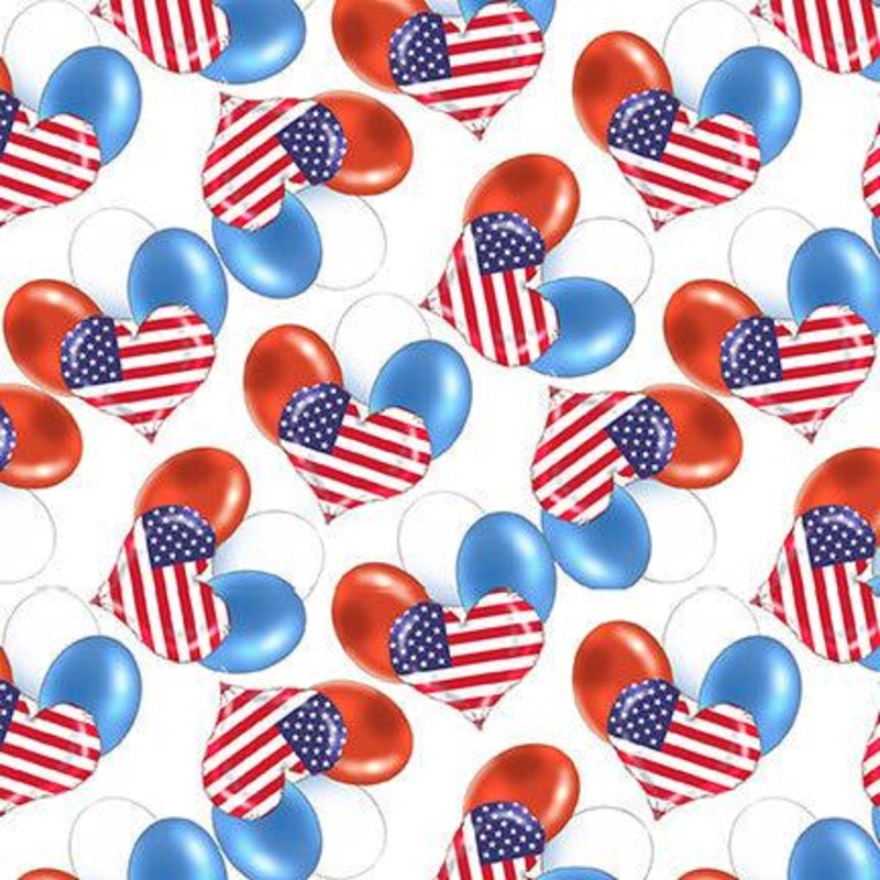 Teddy's America White Heart Balloons