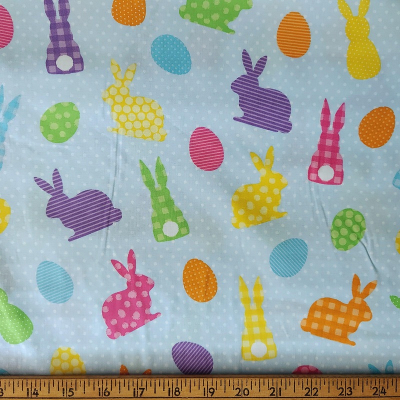 Brother Sister Designs Bunnies and Eggs on Light Blue