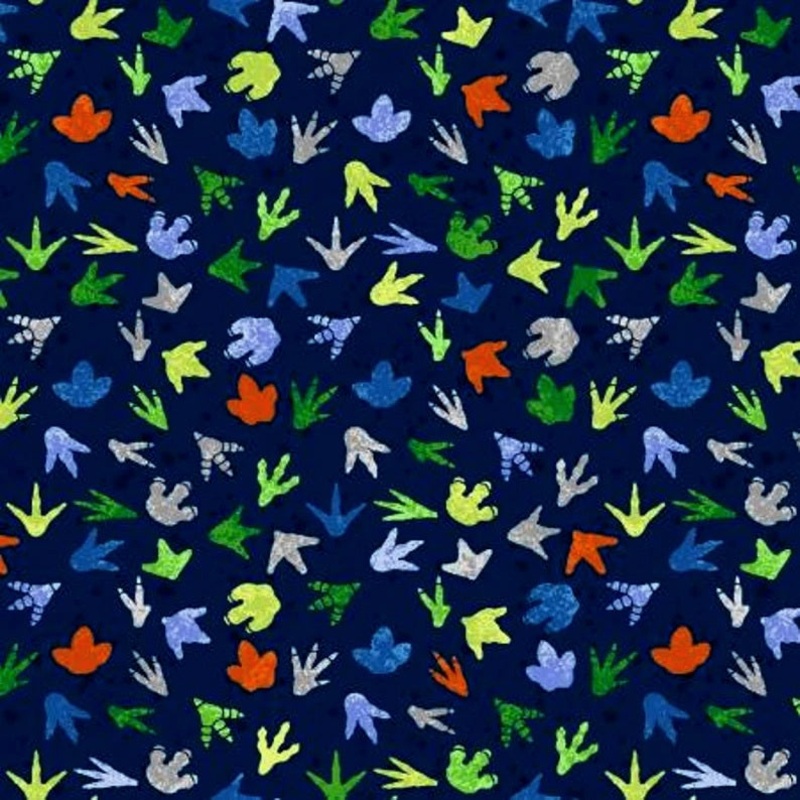 Henry Glass Dinosaur Kingdom Navy Foot Prints 9752-77