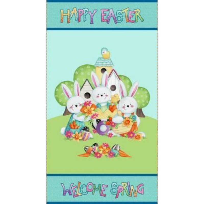 P144 Easter Fun Aqua Happy Easter Panel