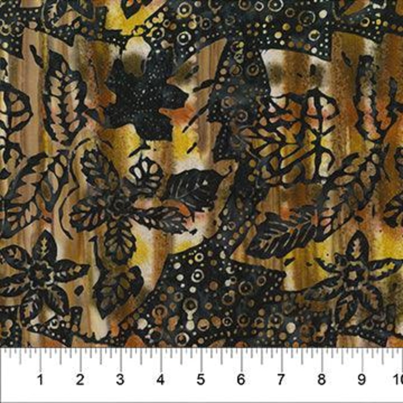 PAINTED LEAVES MIDNIGHT BROWN Batik
