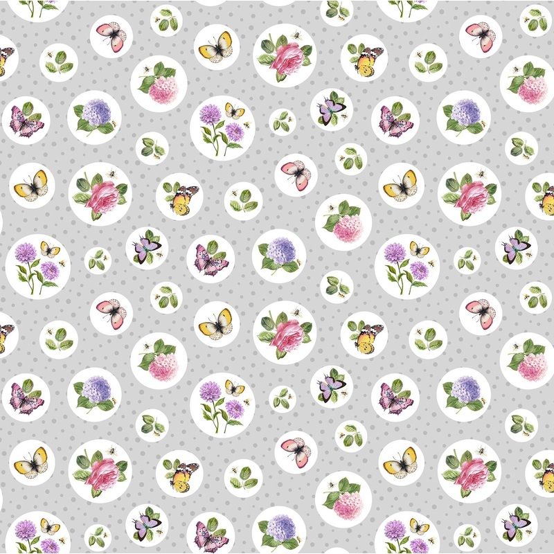 SCENTED GARDEN LIGHT GRAY Floral Polka Dot
